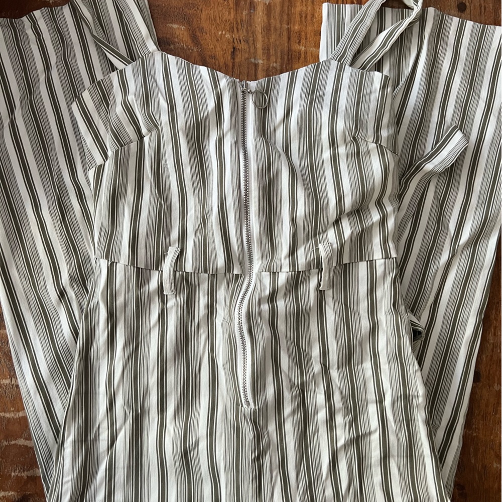 Green and White striped jumpsuit